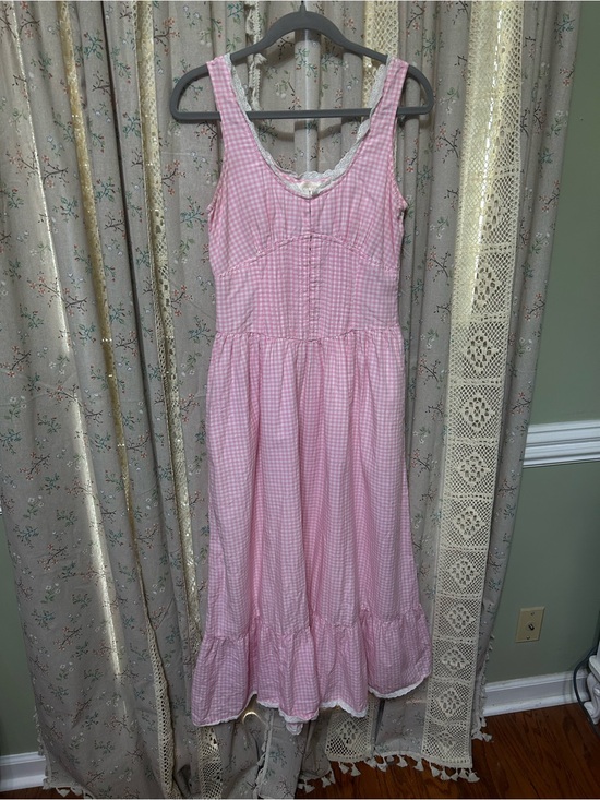 LoveShackFancy Dresses & Skirts - LoveShackFancy Santelle Pink Gingham Corset Midi Dress Size 4